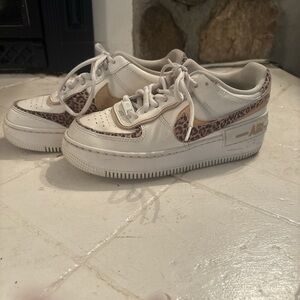 Nike Air Force 1 White with Leopard Accents